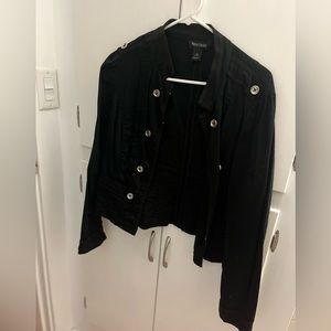 White House Black Market Jacket Black Silver buttons size 12